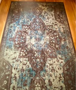 Persian vintage carpet teal multicolor