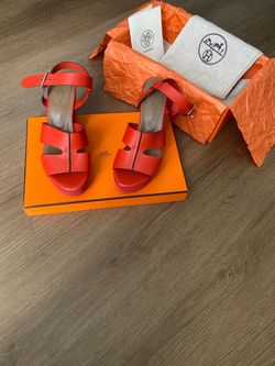 Hermès Platform Sandals in Red Leather