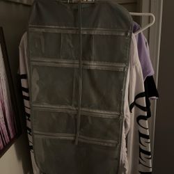 Gray Hanging Closet Organizer with Pockets
