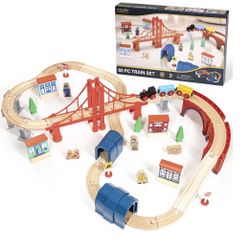 60 Piece Wooden Train Set Brand New In Box 