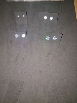 Crystal Rhinestone Stud Earrings Set of 4