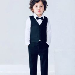 Boys Vest & Suit Pants - Black 
