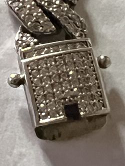 Sterling silver Cuban link bracelet 8 inches with cubic zirconia