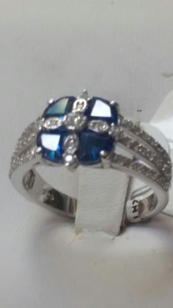 Sterling silver Crystal Sapphire CZ Diamond size 8.925 genuine silver