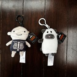 Costume Critters Mummy As Skeleton & Cat As Ghost Backpack Clip NWT