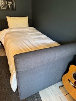 Single Bed Frame with Upholstered Footboard