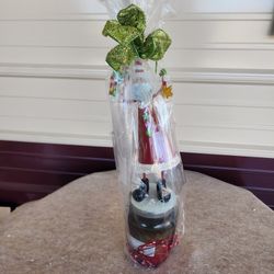 NEW RETIRED Home Interiors Whimsical Bobble Metal SANTA CLAUS W/22oz Jar Candle