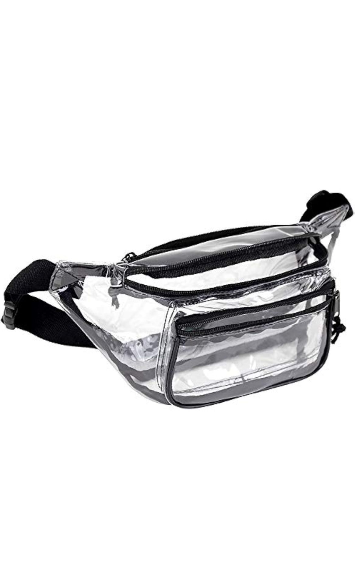 Crossbody Clear Belt Bag for Women Men Transparent Large Waist Bag with Adjustable Strap for Sports Events, Concerts, Black