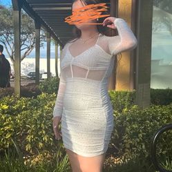 HOCO/ PROM DRESS LARGE WHITE 