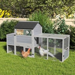 "Chicken Coop, Outdoor Rabbit Hutch with Wheels, 82"" Large Wooden, Sunshine Board, Asphalt Roof, Ra