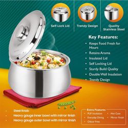 Casserole Dish with Lid Set of 3. Stainless steel Hot Pot