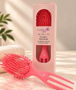 Hair Simply Della Detangling Flexi Han Brush Coral Pink