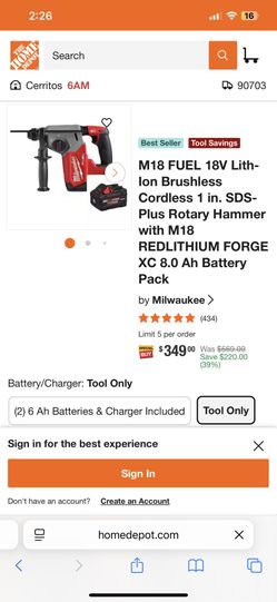 Milwaukee Rotary Hammer And 18v Battery