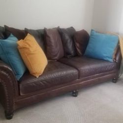 Brown leather couch