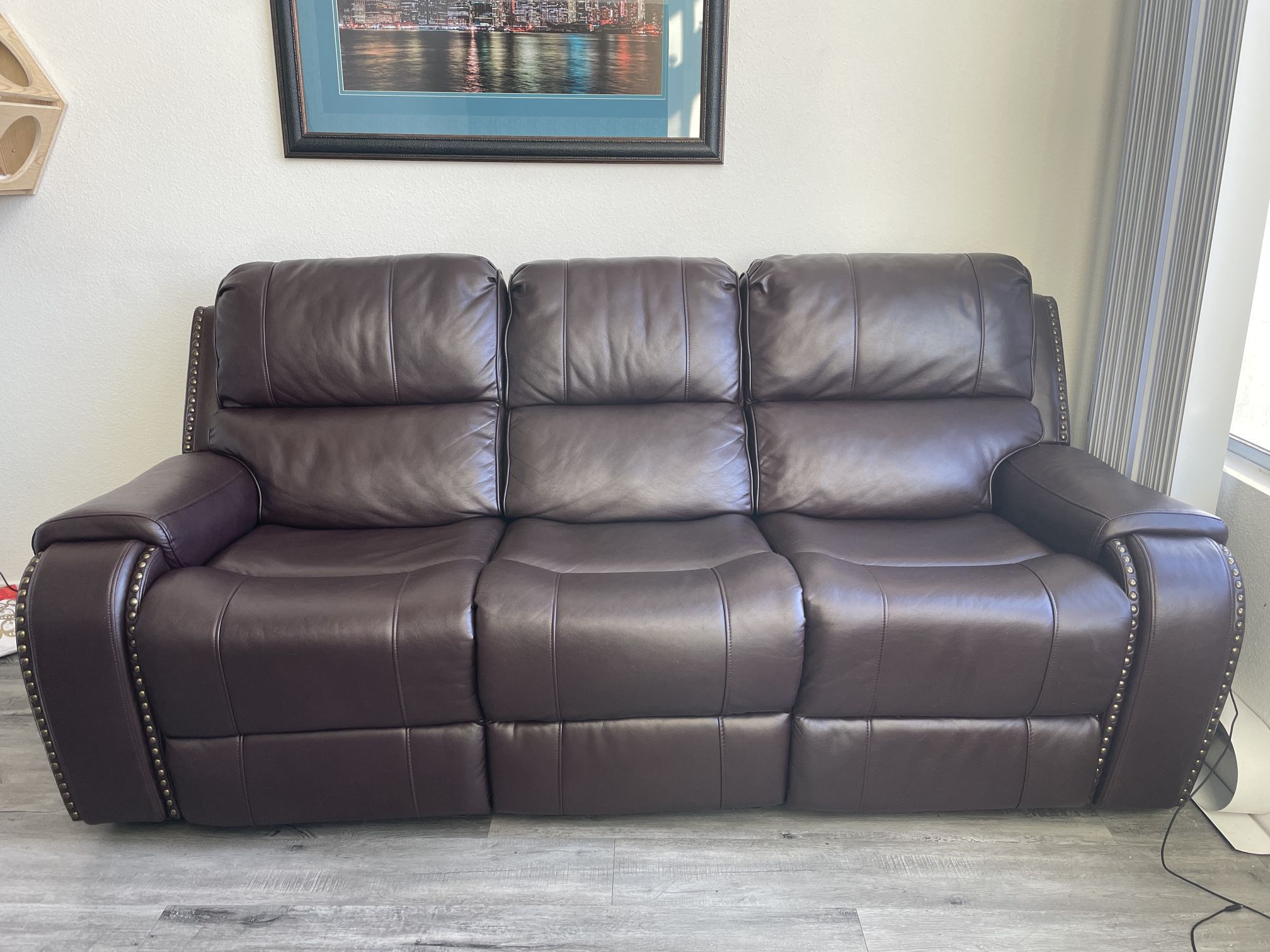 Brown Power Reclining Sofa (Three Seated)