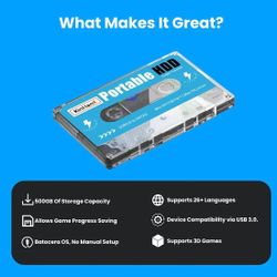 Portable HD Gaming Console With 2 Controllers And Over 60,000 Games 