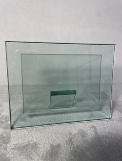Modern Thick, Heavy Green Glass Picture Frame Squared Shape, 6x8 - 4x6 Preowned