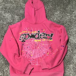 Pink spider hoodie M