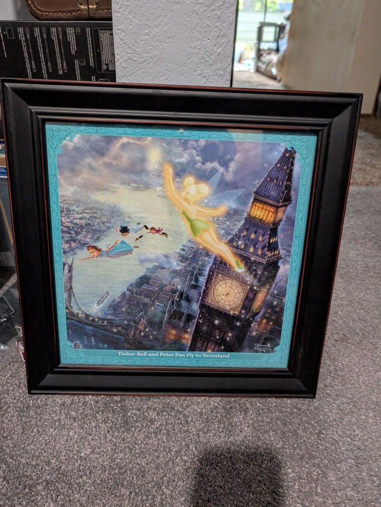 Thomas Kinkade Prints Of Peter Pan, Tinkerbell, Wendy Flight To Neverland 15"X15"