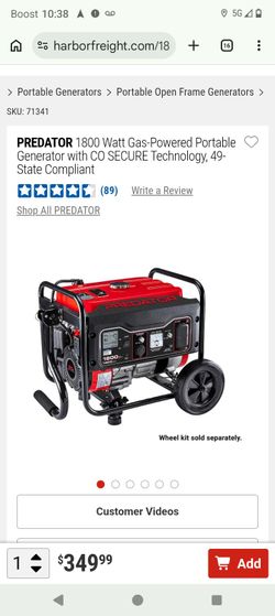 Predator 1800 watt generator