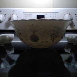 Antique Milk Glass Punch Bowl Set,White 