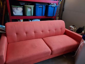Vibrant Orange Sofa and Loveseat