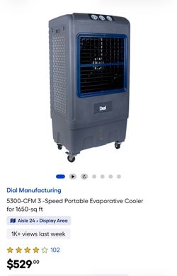 5300-CFM 3 -Speed Portable Evaporative Cooler for 1650-sq ft