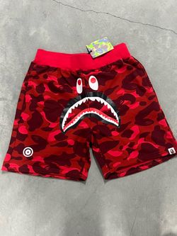 Bape red shark shorts