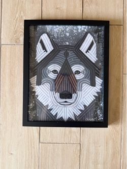 Geometrical Wolf Framed Print