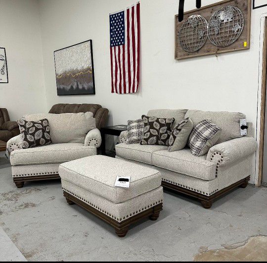 Brand New Harleson Sofa, Loveseat, Chair And Ottoman Living Room Set 