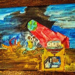 10x8x Canvas Surrealism Piece/Cloverfield Bunker/Free Art