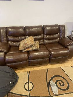 Leather Sofa Recliner. Brown