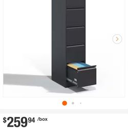 Black 5-Drawer Metal Vertical File Cabinet with Lock 