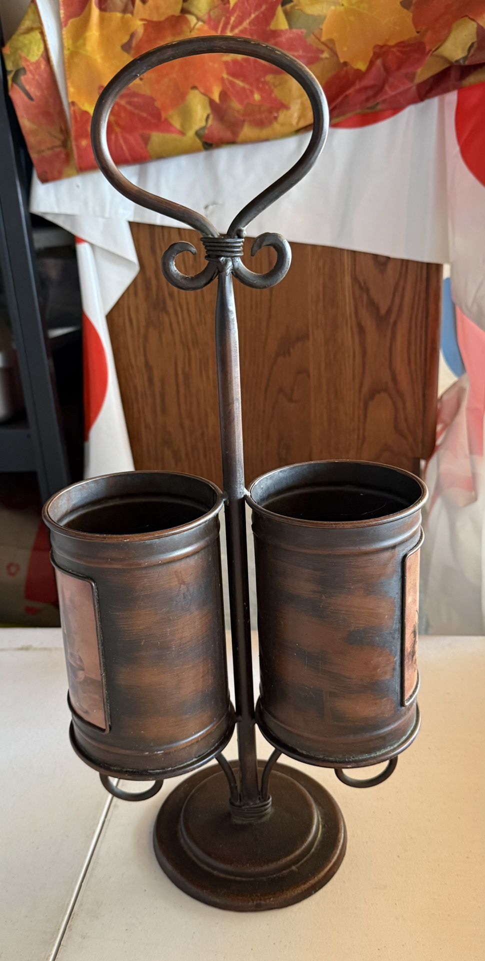 Double Sided Wine Bottle Holder- Wrought Iron