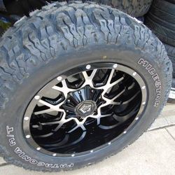20X10 Black/Machined TIS Rims 305 55 20 Mud Tires *12PLY* *8X170* *-19MM OFFSET*

