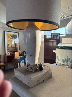 Vintage Marble Table Lamp – Vase Form, Square Marble Base