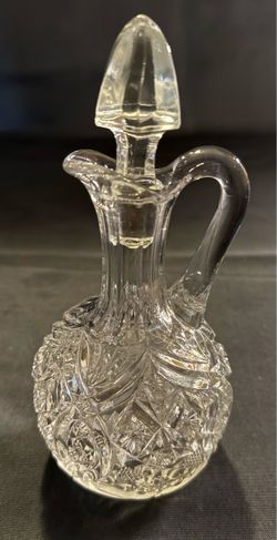 Vintage Cut Crystal Glass Cruet with Matching Stopper