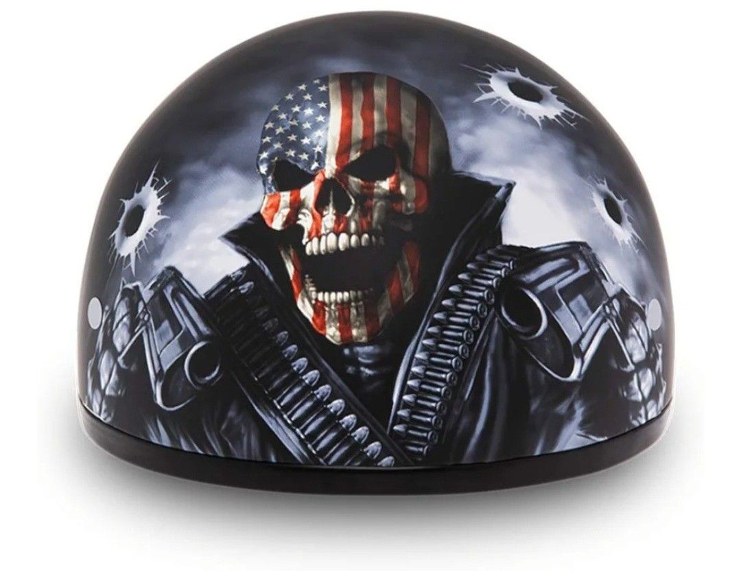 Daytona Helmets Half Skull Cap Motorcycle Helmet – DOT Approved Graphics, Small