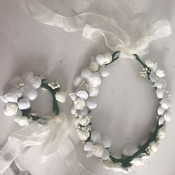 Flower Girl Crown for hair With Floral Wrist Band