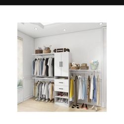 HomeStock Rococo Radiance Organizers with Shelves, Walk in Closet Organizers and Storage with Clothing Racks for Hanging Clothes, Closet System with D
