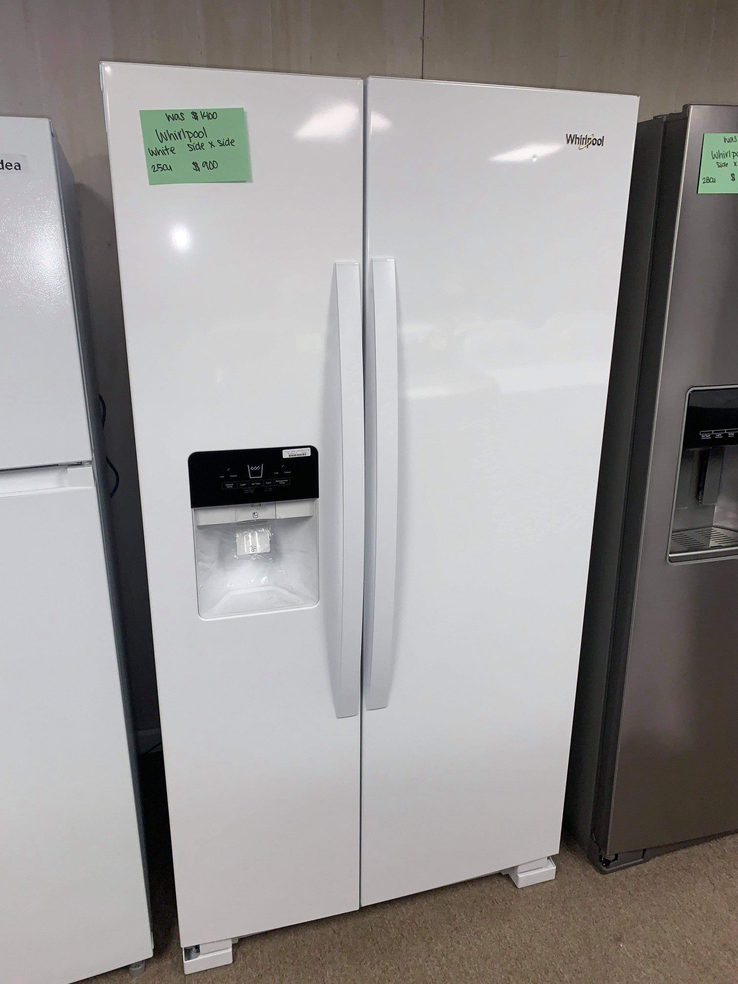 Brand New Whirlpool White Side By Side Refrigerator