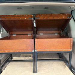  Wood End Tables / Rod Iron Built in Storage