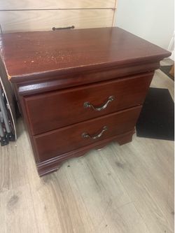 Dark Wood 2-Drawer Nightstand