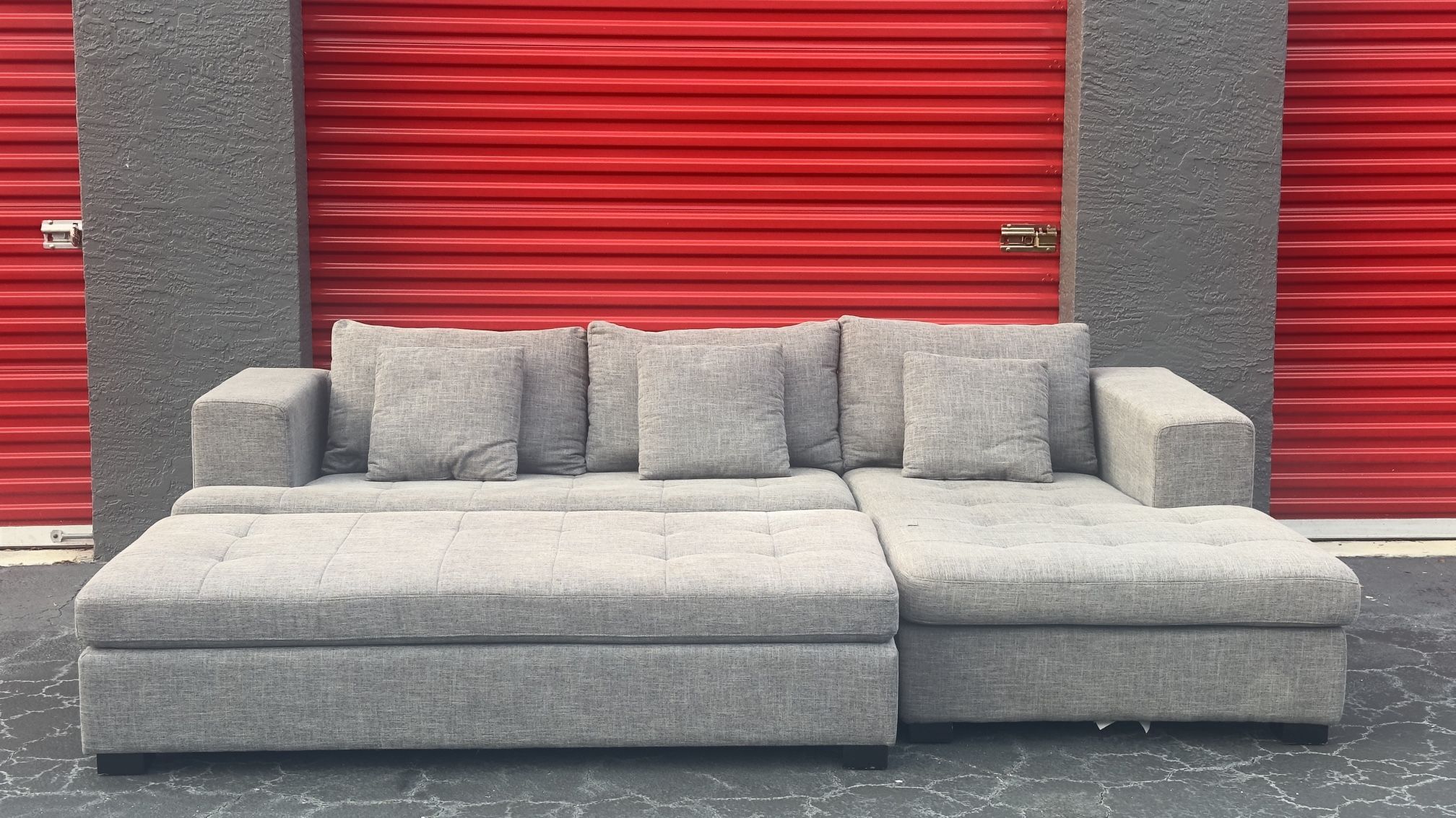 GRAY SECTIONAL SOFA BED W OTTOMAN - delivery is negotiable