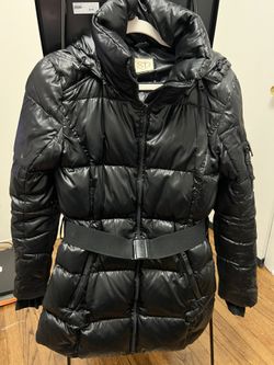 Long Puffer Coat With Belt Size M