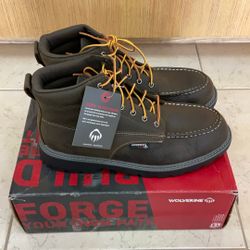 WOLVERINE FLOORHAND MOC MID SOFT TOE WP DARK COFFEE SIZE 13 MENS.