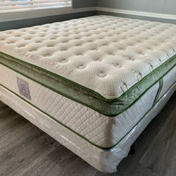 Queen Organic Elite Superior Hybrid Cool Gel Memory Foam Pillow Top 14inch Mattress!!