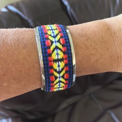 Southwest Style Embroidered Cuff Bracelet 