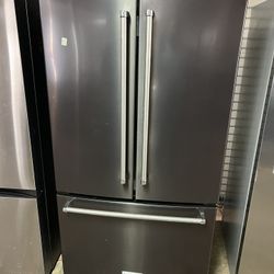 Black Stainless Steel Kitchen Aid Fridge