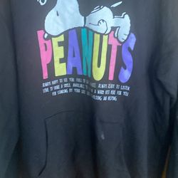 Black Peanuts Brand Hooded Sweatshirt Graphic Snoopy & word PEANUTS Kids M 7-9